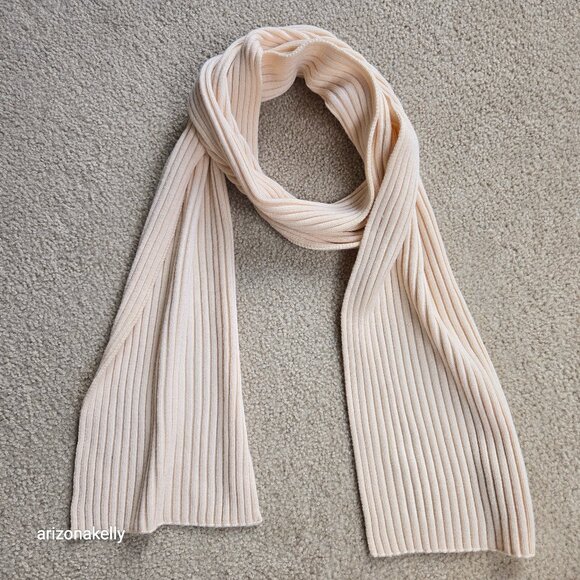 Eileen Fisher Accessories - Eileen Fisher Ribbed Merino Ivory Thick Scarf TINY FLAW wool soft